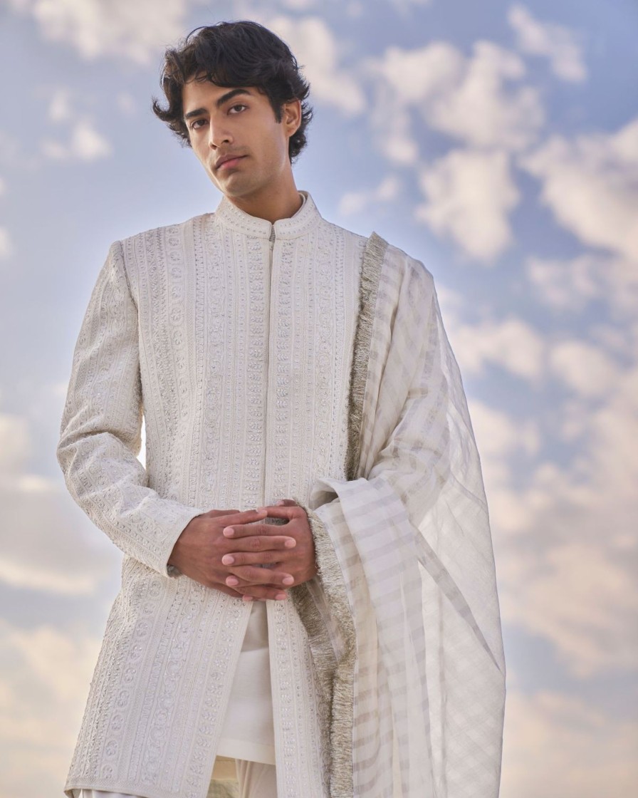 Mens Seema Gujral Mens | Off-White Kiran Dori Sherwani Set