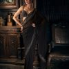 Womens Seema Gujral | Black Crystal Georgette Sari Set