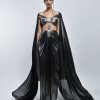 Womens Amit Aggarwal | Gray Cut Out Gown