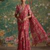 Womens Ridhi Mehra | Royal Fuchsia Print Flamboyance Sari Set