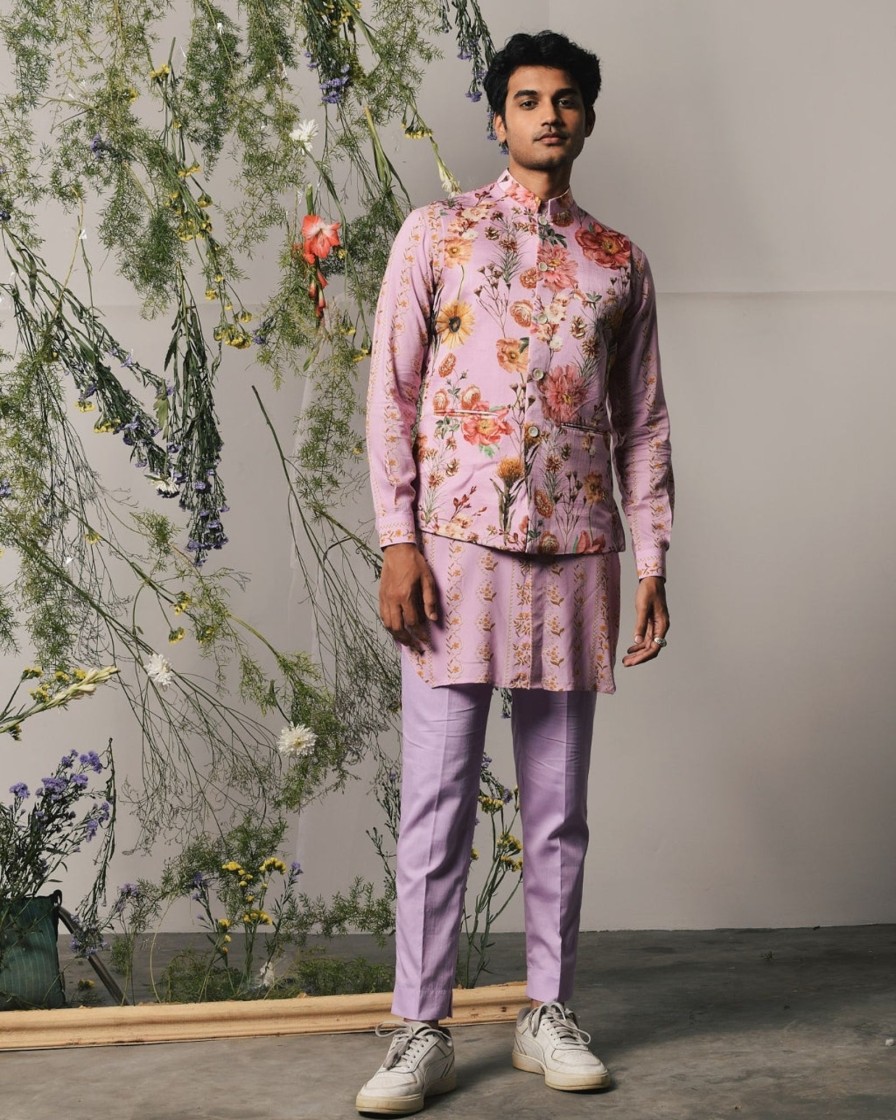 Mens Project Bandi | Lilac Riviera Roma Kurta U0026 Pajama