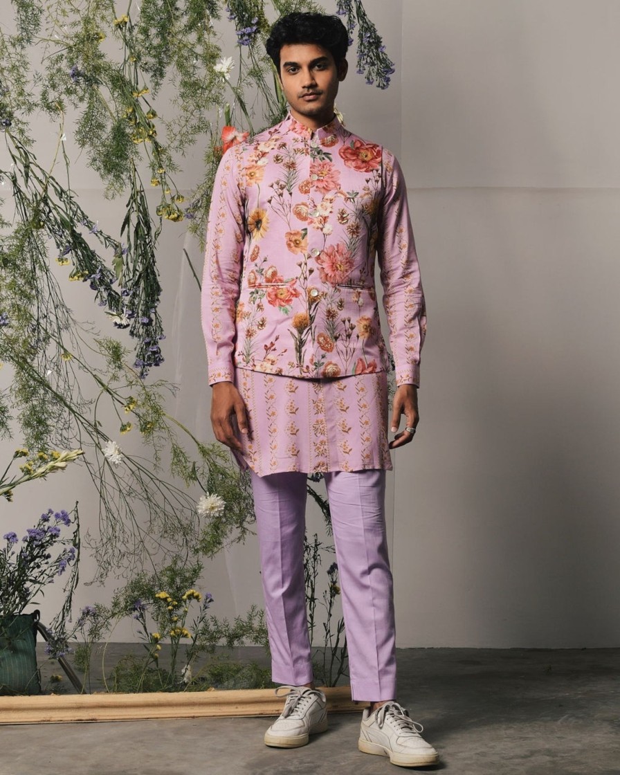 Mens Project Bandi | Lilac Riviera Roma Kurta U0026 Pajama