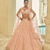 Bridal Seema Gujral | Powder Pink Floral Lehenga Set