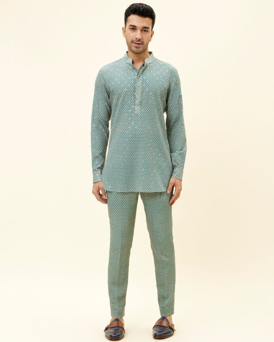 Mens SVA Menswear | Motif Printed Crepe Silk Kurta Set