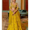 Womens Paulmi u0026 Harsh | Lime Yellow Self Woven Jacquard Lehenga Set