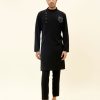 Mens SVA Menswear | Black Overlap Embroidered Kurta Set