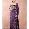 Womens Payal Singhal | Purple Embroidered Corset Bustier With Skirt And Dupatta