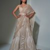 Bridal Ritika Mirchandani | Chrome Gold Embroidered Lehenga Sari Set