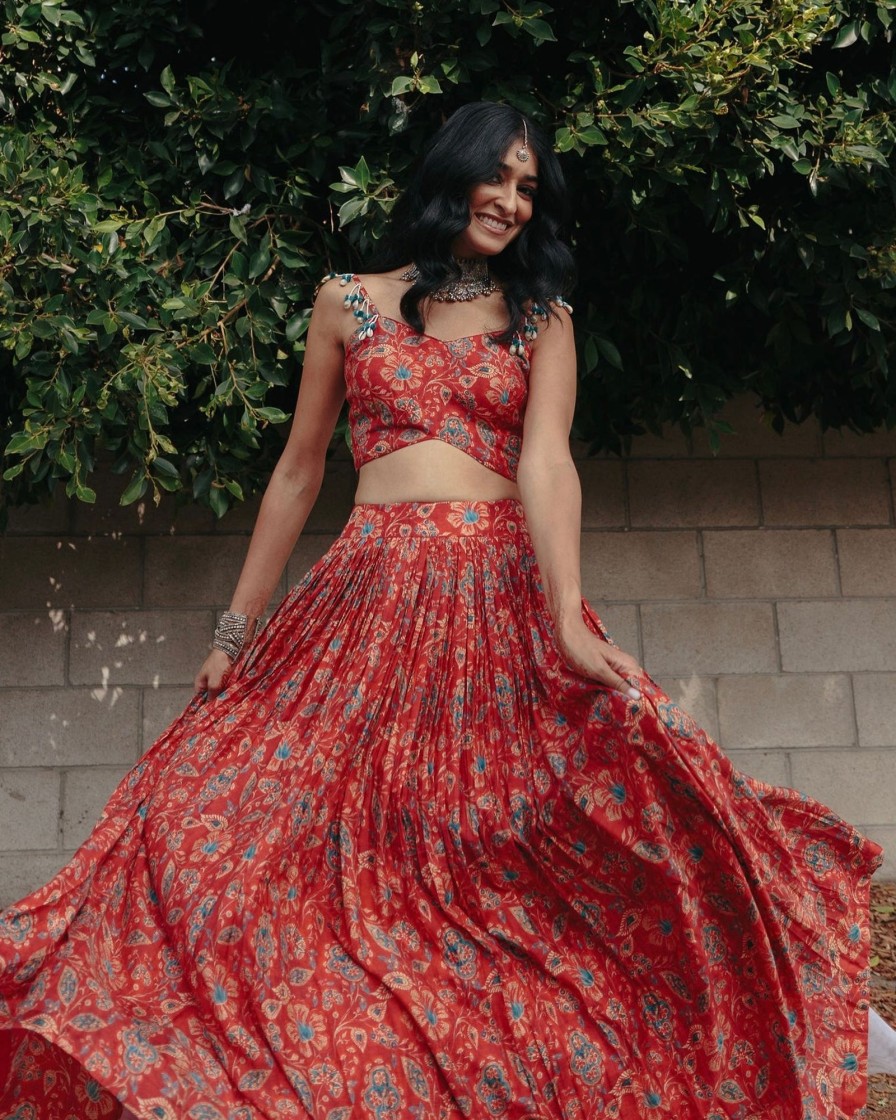 Womens KYNAH x Label Anushree | Red Sasha Lehenga