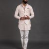 Mens Arjan Dugal | Pink Chanderi Silk Embroidered Kurta Set