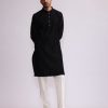 Mens Country Made | Black Contour Line Pin Tucks Embroidered Kurta Set