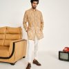 Mens Project Bandi | Cream And Yellow Gul Malai Cotton Kurta Pajama Set