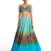 Womens Aisha Rao | Teal Sky Blue Twin Flame Lehenga Set