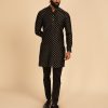 Mens Arjan Dugal | Black Banarasi Silk Kurta Set