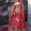 Womens Dolly J | Lillian Red Raw Silk Bridal Lehenga Set