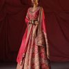 Bridal Petticoat Lane | Pink Chevron Embroidered Lehenga Set