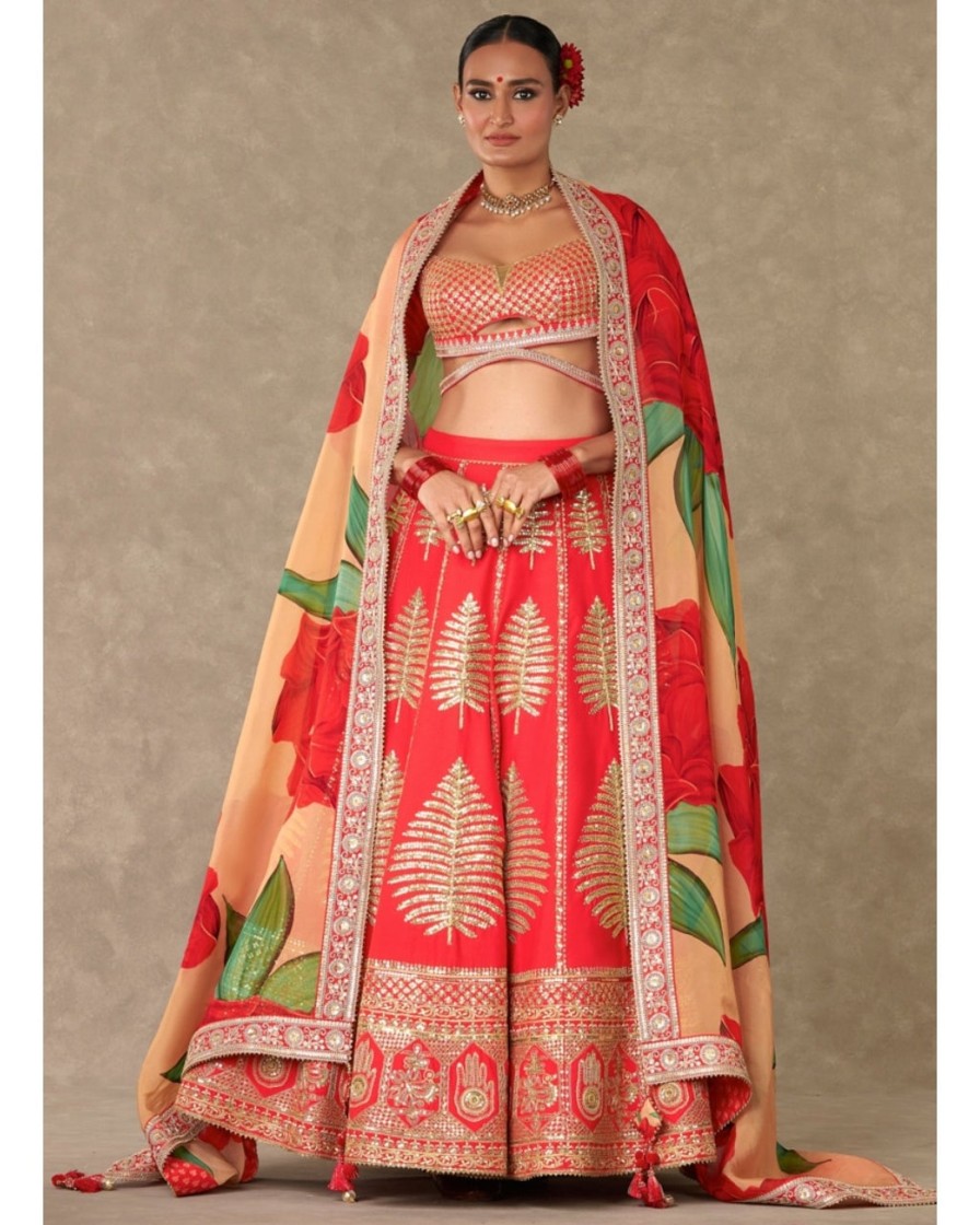 Womens House of Masaba | Red Paan Patti Lehenga Set