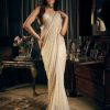 Womens Seema Gujral | Ivory Gold Net Sari Set