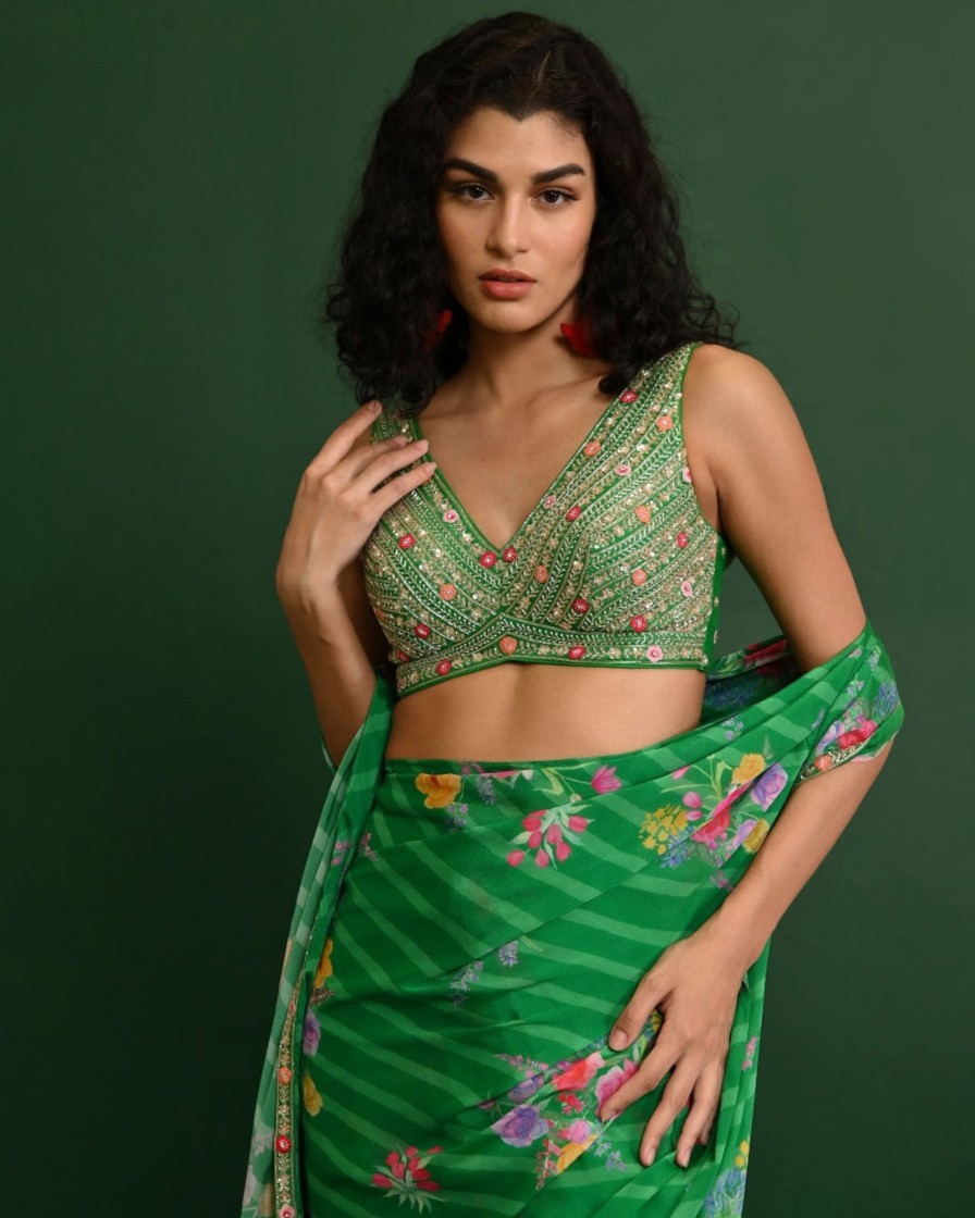 Womens Chamee and Palak | Adele Drape Sari Set