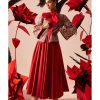 Womens Bhumika Sharma | Retro Red Bow Anarkali With Jacket Set