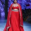 Womens Bhumika Sharma | Red Bustier U0026 Sharara Set