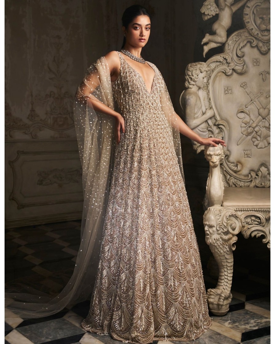 Bridal Seema Gujral | Nude Scalloped Gown