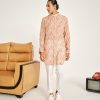 Mens Project Bandi | Cream And Peach Gul Malai Cotton Kurta Pajama Set