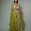 Bridal Ritika Mirchandani | Lime Green Embroidered Bustier Top And Sharara Set