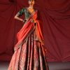 Womens Petticoat Lane | Orange Chevron Printed Lehenga Set