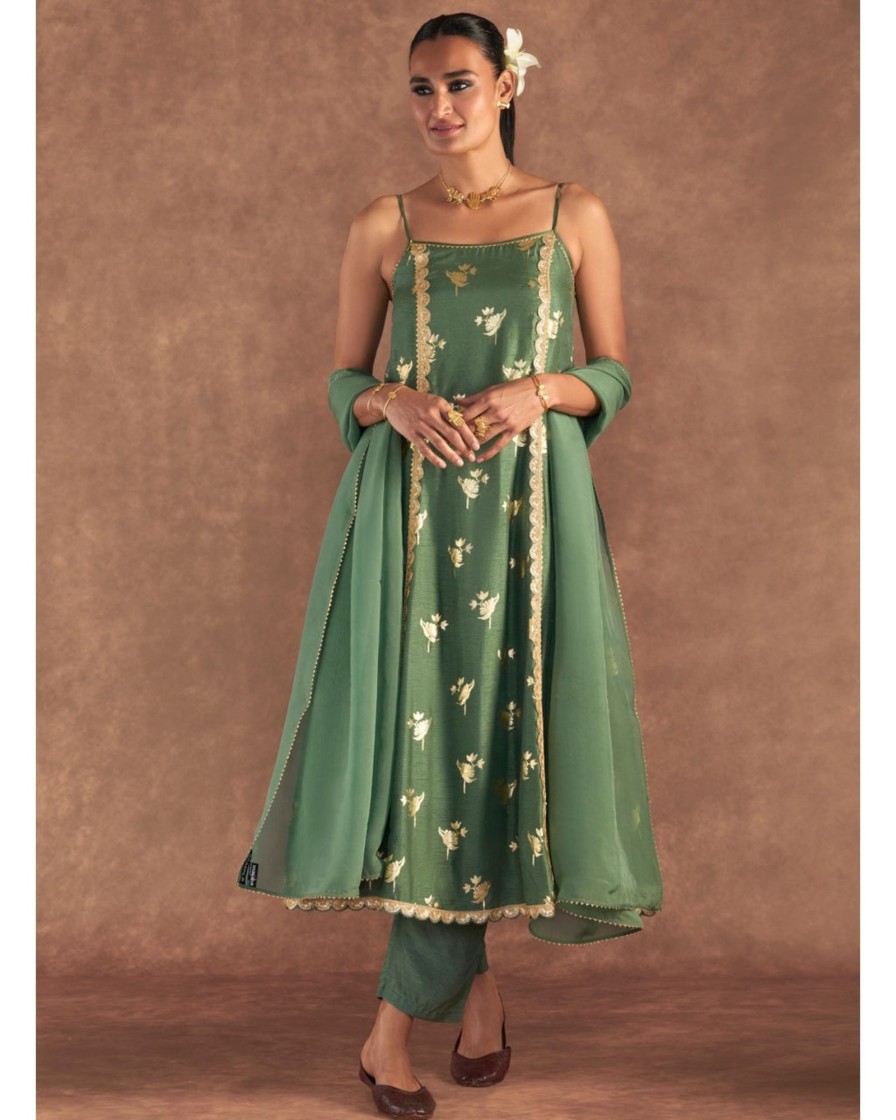 Womens House of Masaba | Moss Green Irisbud Anarkali Set