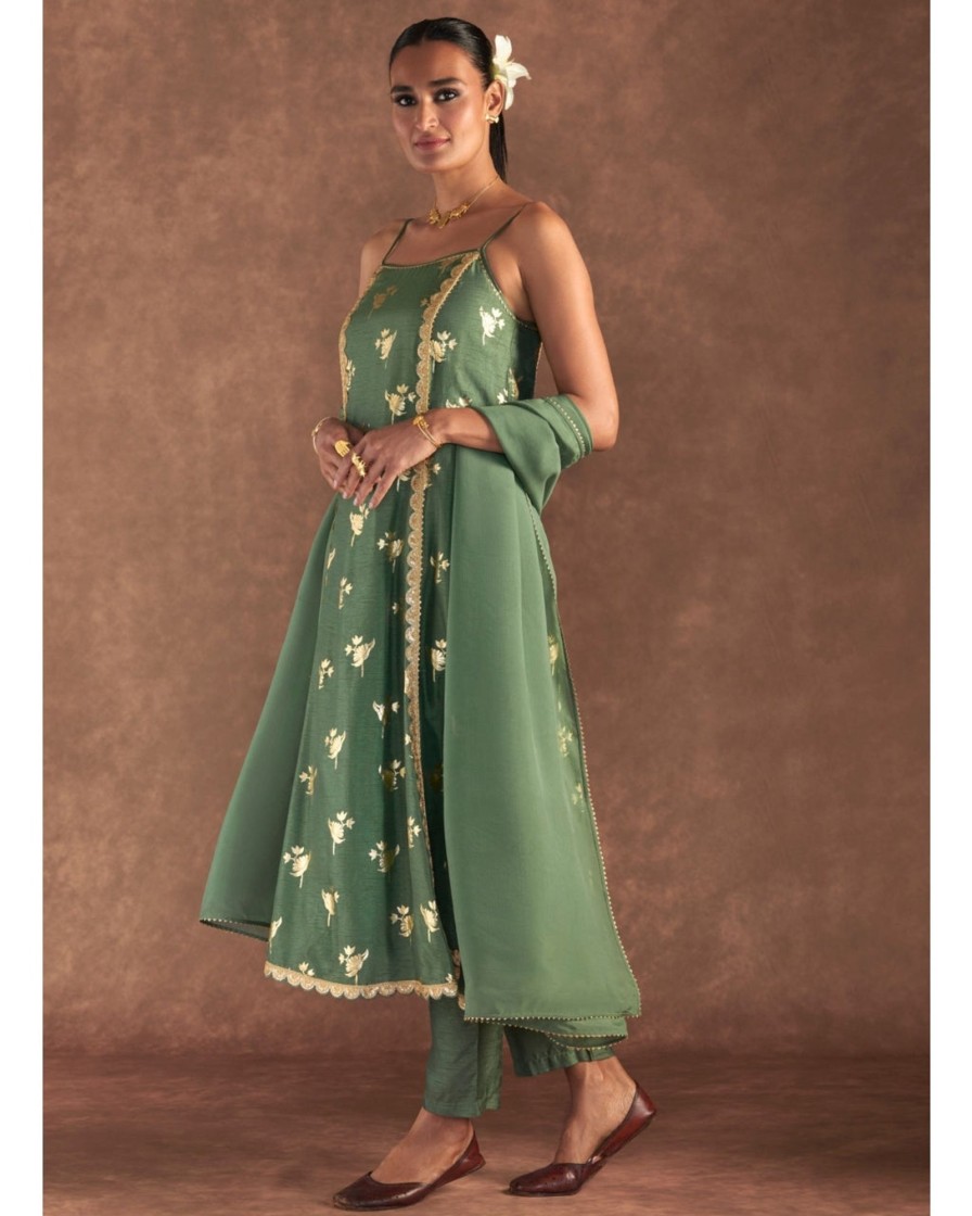 Womens House of Masaba | Moss Green Irisbud Anarkali Set