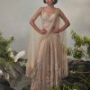 Womens Esha Sethi Thirani | Champagne Cape Sharara Sari Set