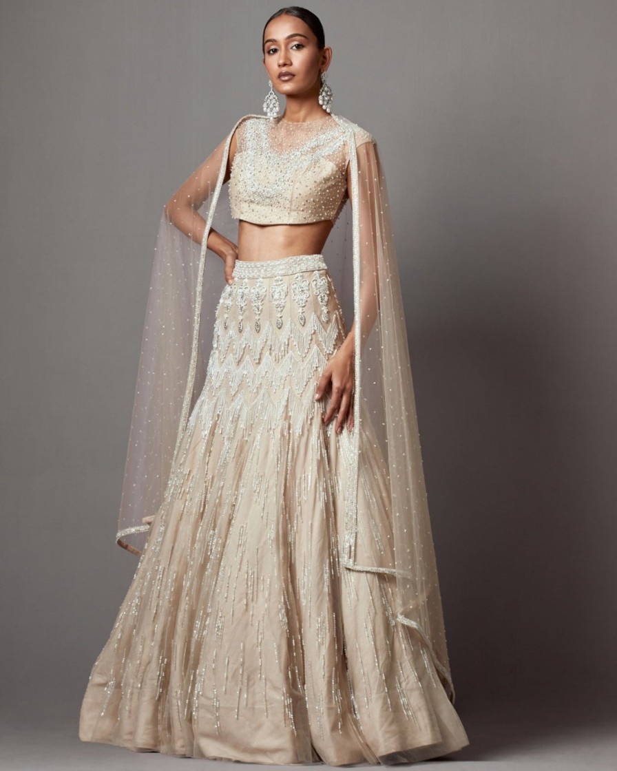 Bridal Mala u0026 Kinnary | Greige Latkan Lehenga Set