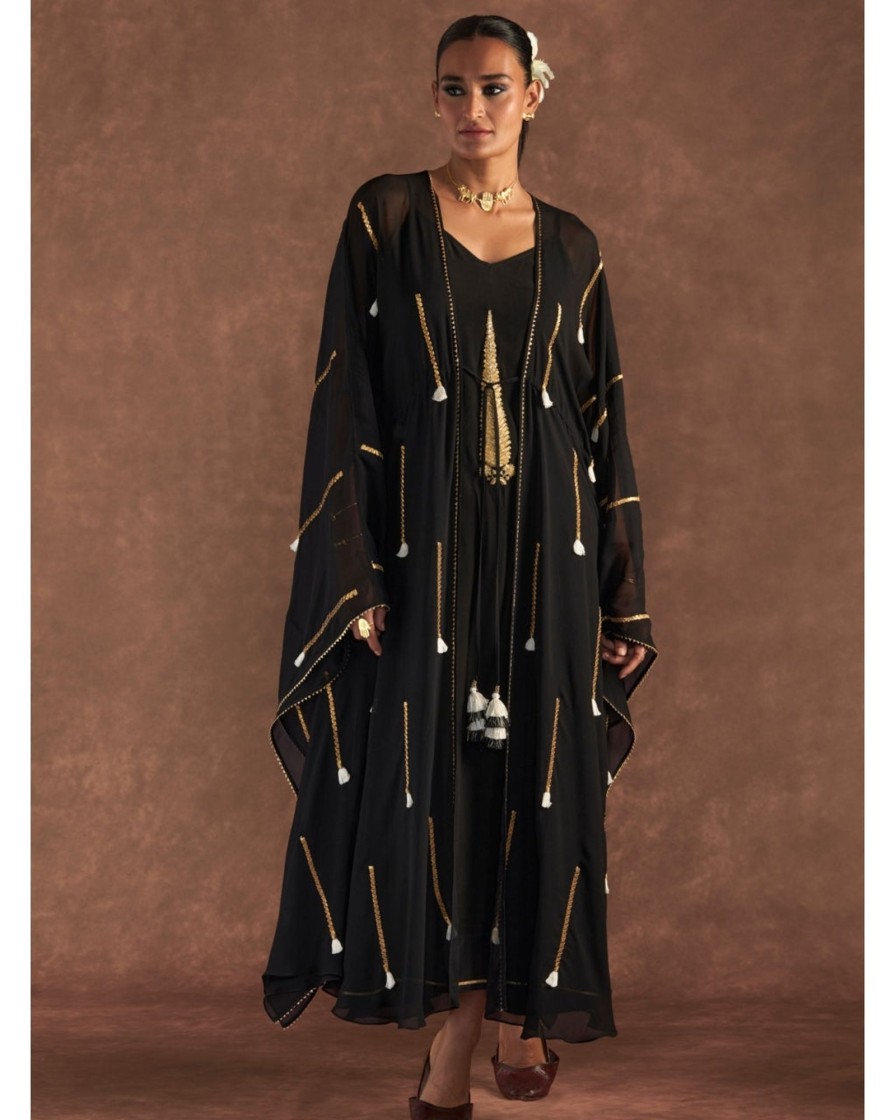 Womens House of Masaba | Black 'Paan-Patti' Cover-Up Kaftan