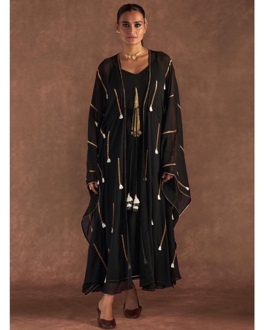 Womens House of Masaba | Black 'Paan-Patti' Cover-Up Kaftan