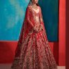 Womens Dolly J | Etta Carmine Red Floral Garden Bridal Lehenga Set