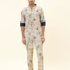 Mens SVA Menswear | Peacock Printed Short Kurta Set