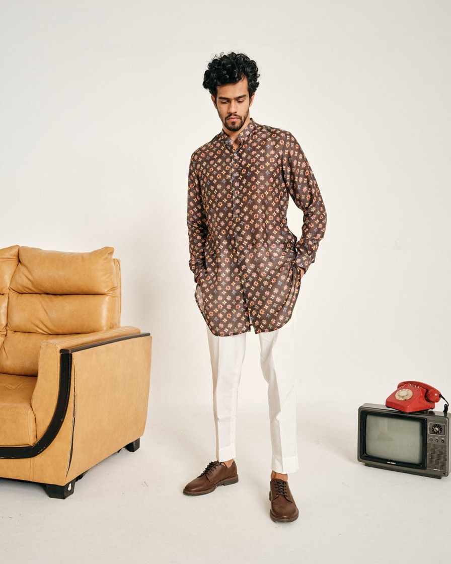 Mens Project Bandi | Charcoal Sitara Malai Cotton Kurta Pajama Set