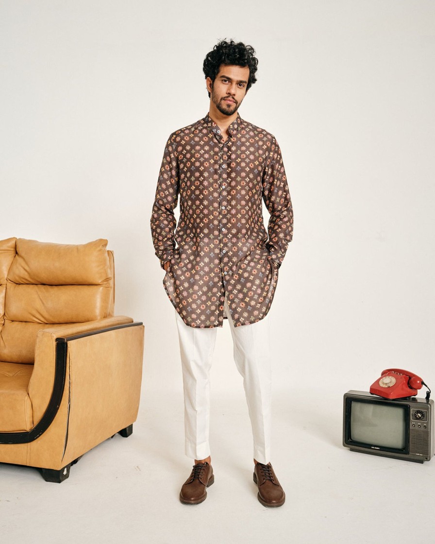 Mens Project Bandi | Charcoal Sitara Malai Cotton Kurta Pajama Set