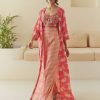 Womens Label Anushree | Coral Floral Printed Cape Set