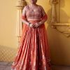 Womens Chamee and Palak | Rust Zest Jamewar Lehenga Set