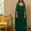 Womens Paulmi u0026 Harsh | Emerald Green Mallie Chanderi Anarkali Set