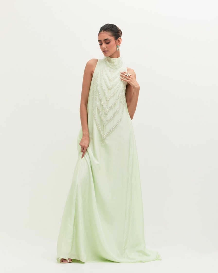 Womens Mala u0026 Kinnary | Fresh Mint Mala Gown