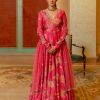 Womens Paulmi u0026 Harsh | Blooming Pink Floral Printed Anarkali Set