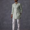 Mens Arjan Dugal | Sage Green Embroidered Kurta Set