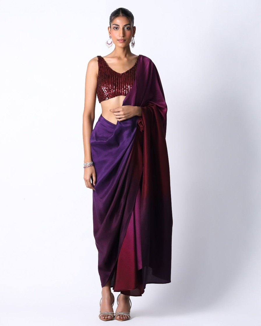 Womens 431-88 | Shivi Blouse With Ombre Masai Godet Sari