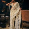 Womens Seema Gujral | Ivory Three-Dimensional Sari Set