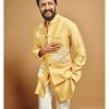 Mens Devnaagri Mens | Mango Yellow Kurta With Embroidered Bandi Set