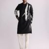 Mens Country Made | Black Shadow Placement Print Kurta Set