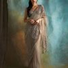 Bridal Esha Sethi Thirani | Nude Tulle Embroidered Sari Set